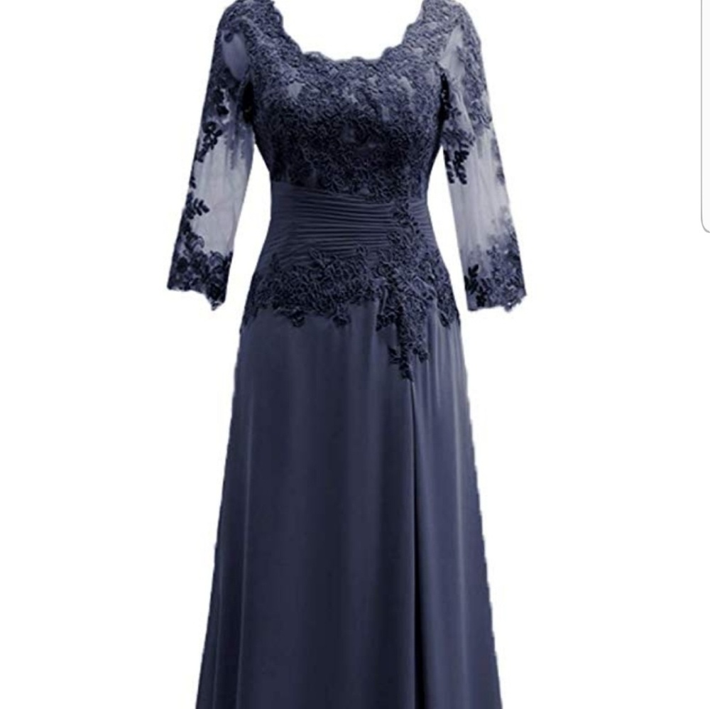 Stormy blue mother of the bride dress